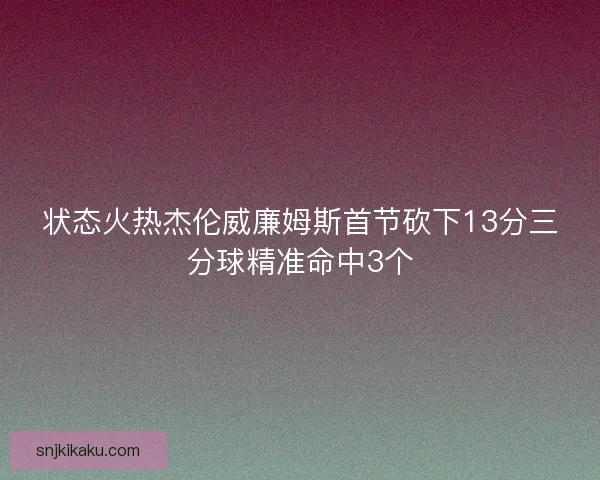 状态火热杰伦威廉姆斯首节砍下13分三分球精准命中3个