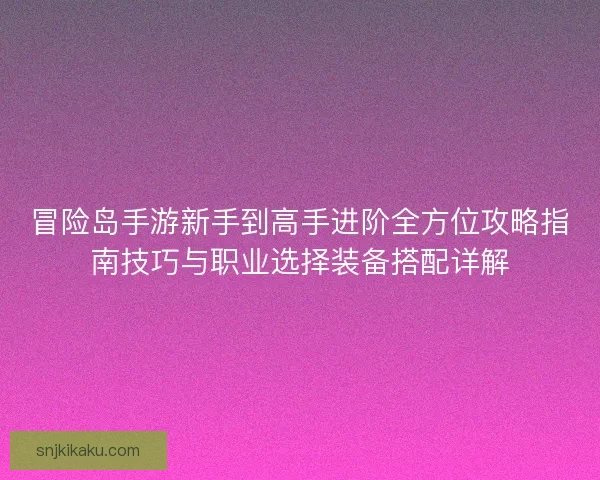 冒险岛手游新手到高手进阶全方位攻略指南技巧与职业选择装备搭配详解
