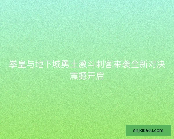 拳皇与地下城勇士激斗刺客来袭全新对决震撼开启